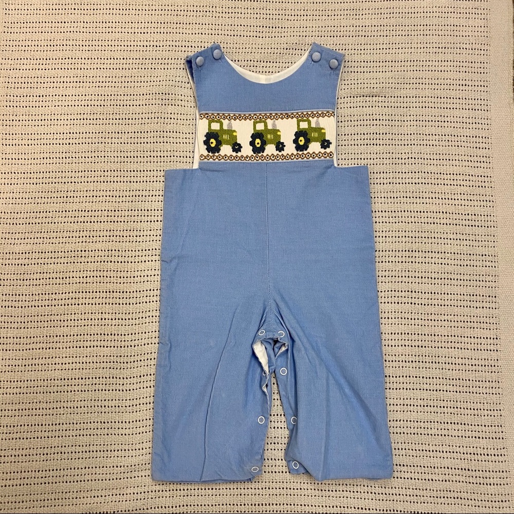 TRUE Smocked Tractor Corduroy Longall